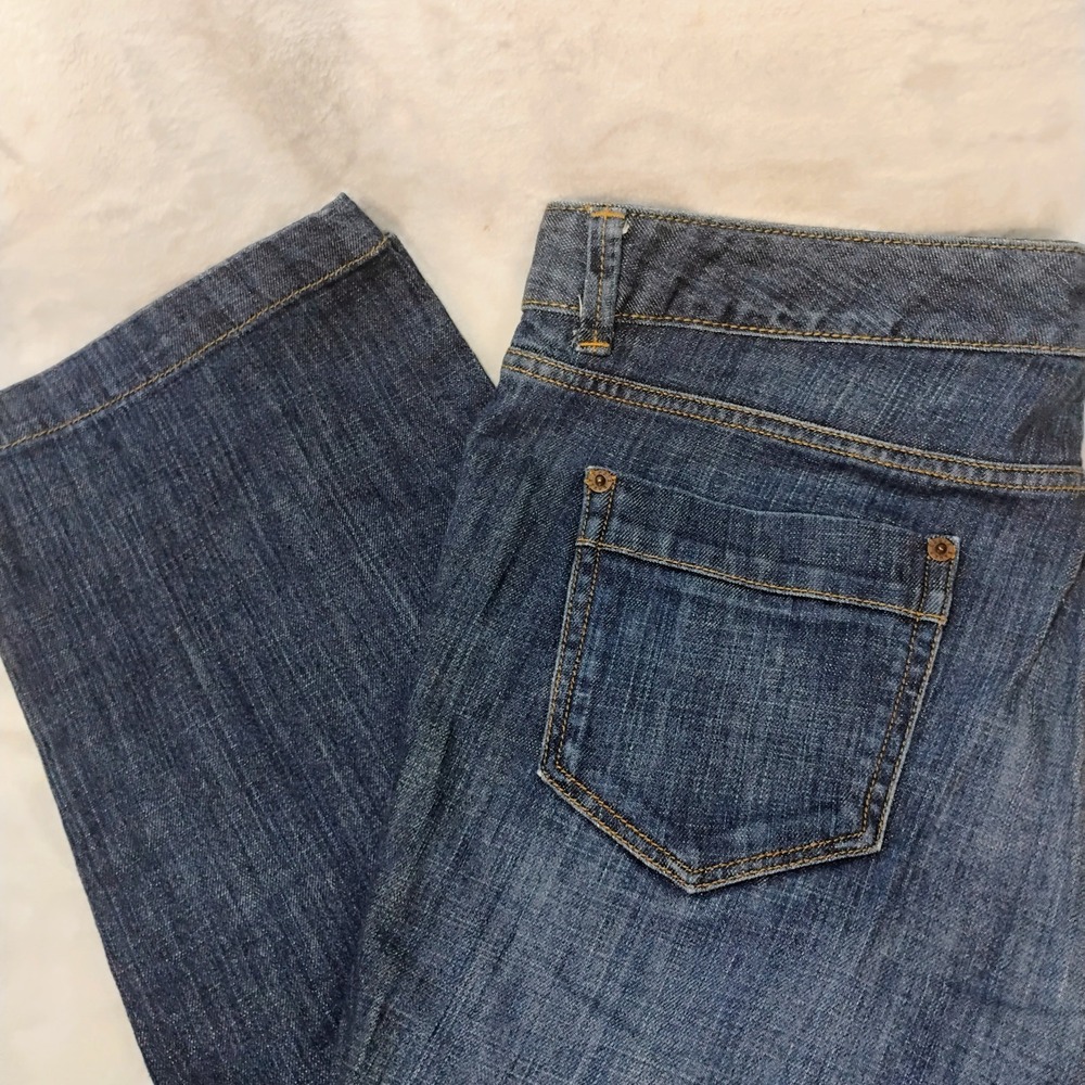 Eddie Bauer Dark Wash Cropped Denim Jeans Womens 12 Stretch Casual Capri T